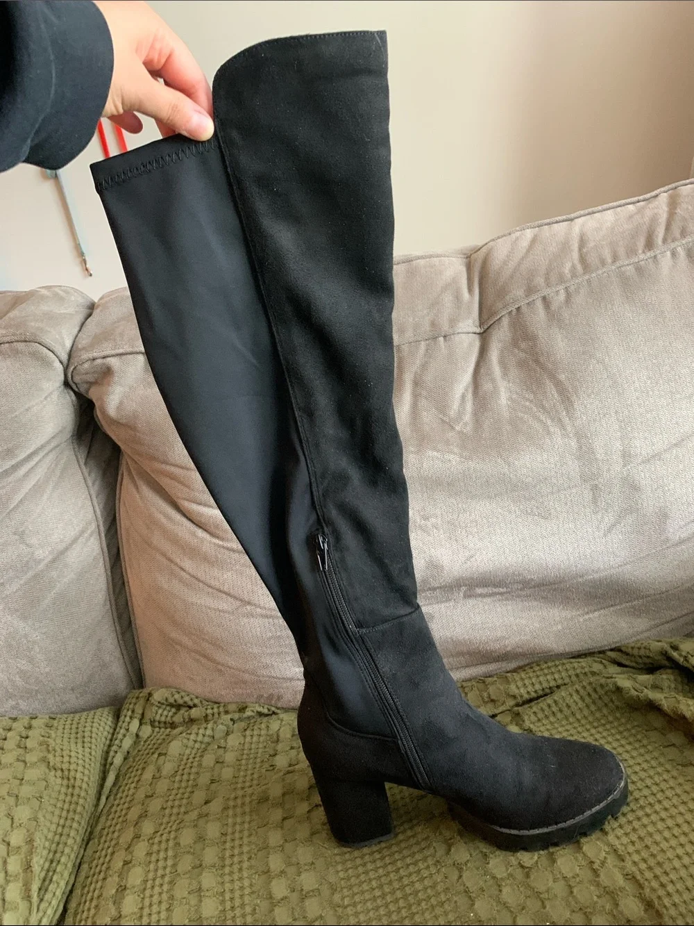 Forever 21 Black Over-the-Knee Suede Boots